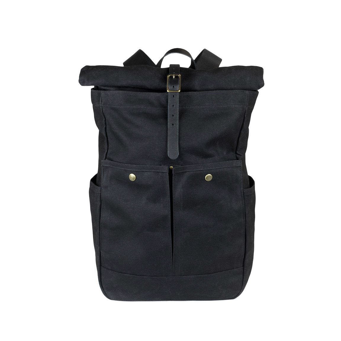 Mochila Top Roll Negra y piel Negra