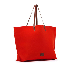 Maxi Tote Mery Rojo y piel Marrón