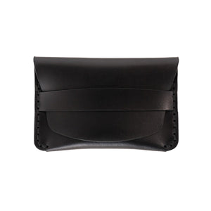 Flap Slim Wallet Black Leather